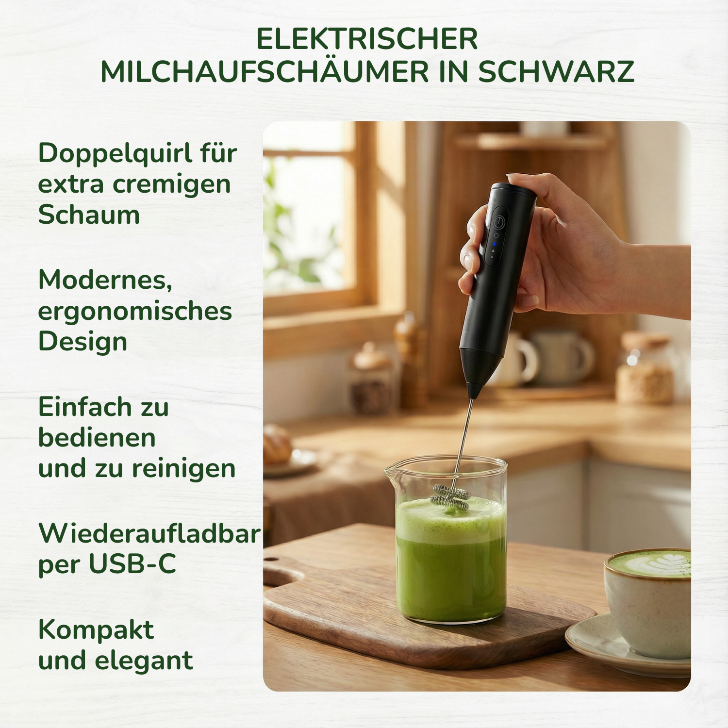 Elektrischer USB-C Milchaufschäumer