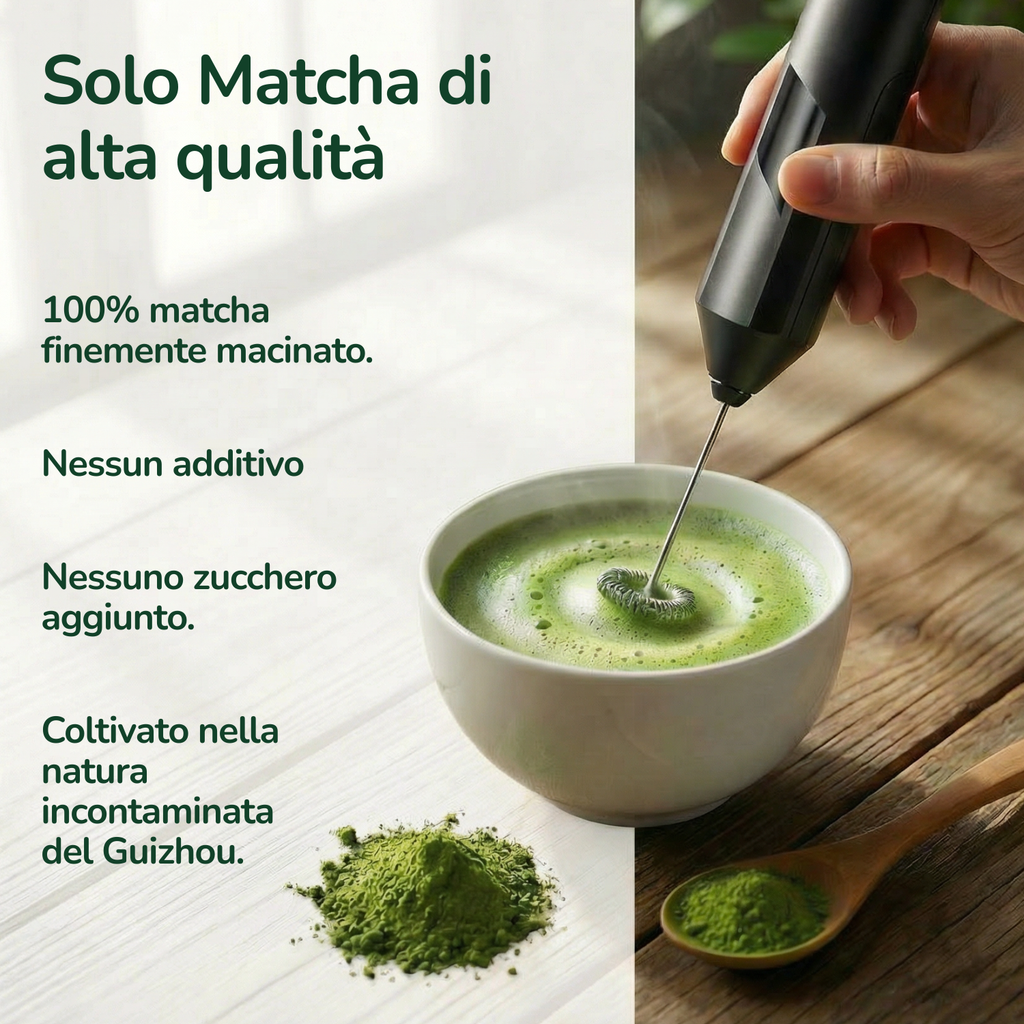 100% di foglie di tè verde Matcha, macinate finemente